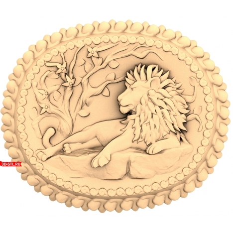 Lion on a Stone Panel - 3D CNC model