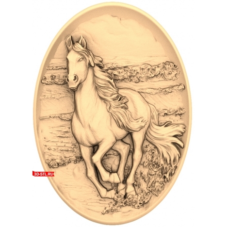 Horse in an Oval Panel - 3D CNC Model