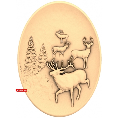 Deer Panel - 3D STL model for CNC machines