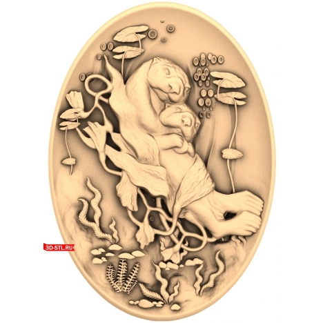 Underwater Family Panel - 3D model in STL format for CNC