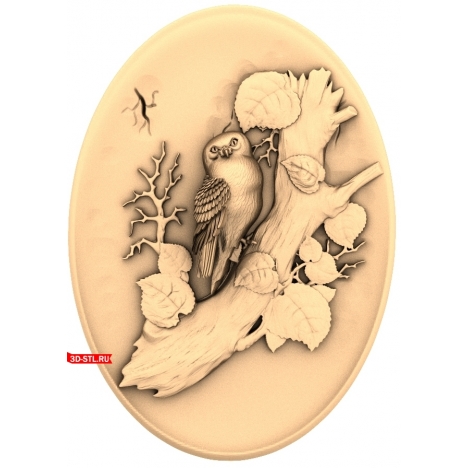 Owl on a Tree 3D STL Model for CNC