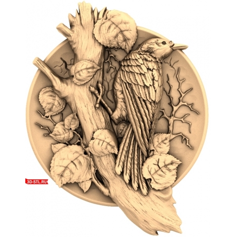 Woodpecker Panel - 3D Model for CNC Machine in STL Format