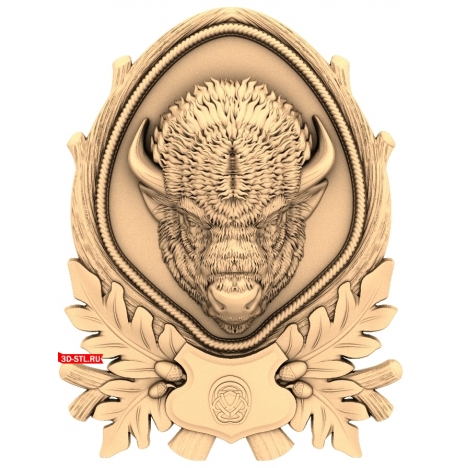 Bison Hunting Panel - 3D STL model for CNC