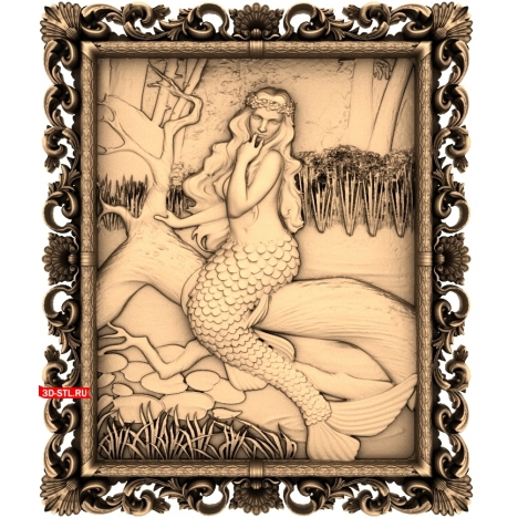 Mermaid Panel - 3D model for CNC machine