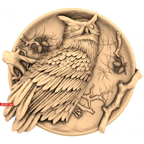Owl Plate Panel - 3D STL model for CNC