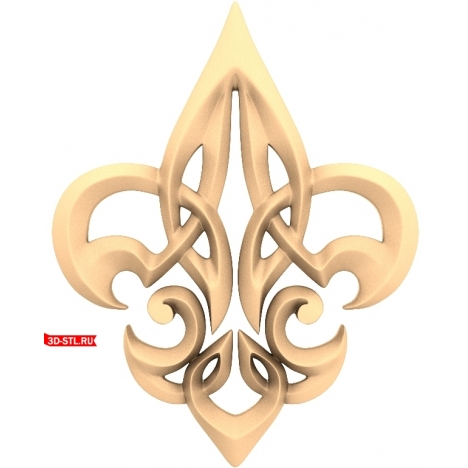 Fleur de Lis decor - 3D STL model for CNC milling