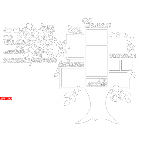 Фоторамка "Дерево #3" | DXF и CDR - векторный файл для лазерного и фрезерного станка с ЧПУ (CorelDraw, ArtCAM, AutoCAD и др.)