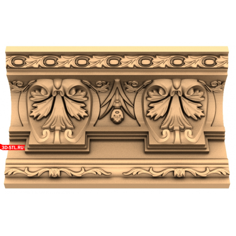 3D model of a baguette with a vintage ornament