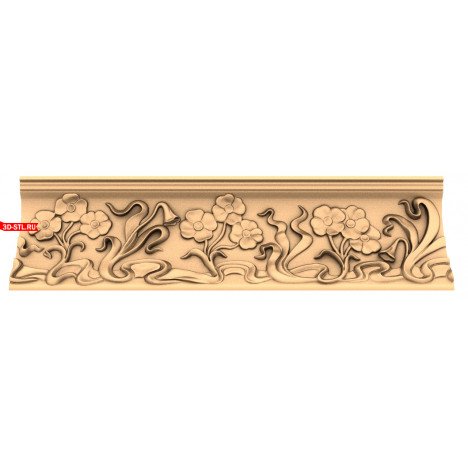 3D STL model of baguette with floral patterns for CNC