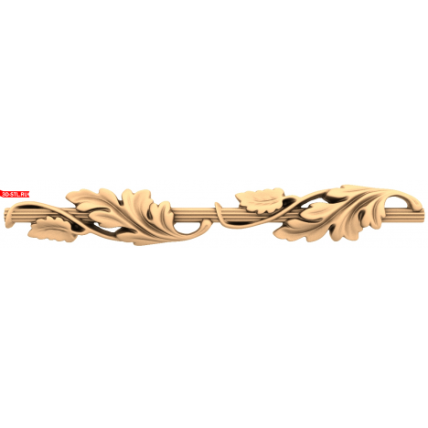 3D model of a baguette with leaves for CNC - STL format