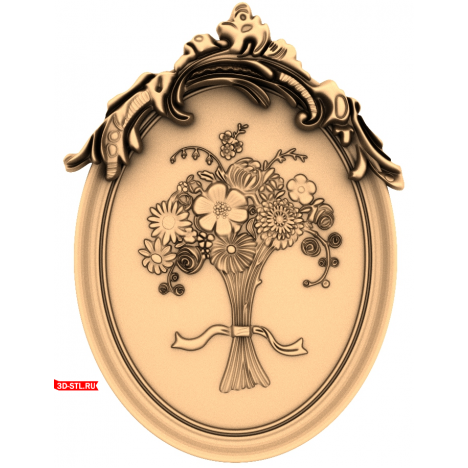 Wreath with Flowers - STL Model for CNC