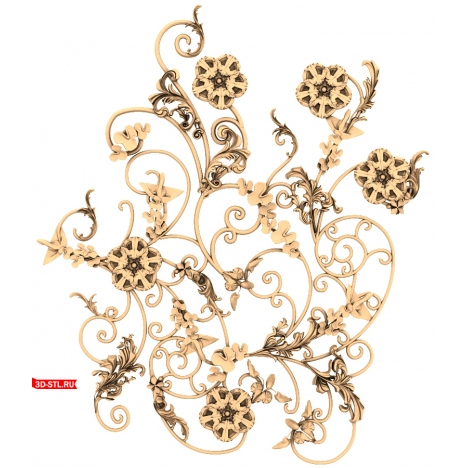 Floral swirls - 3D STL model for CNC