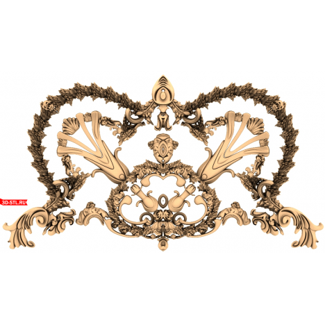 Baroque Monogram decor - 3D STL model for CNC machine