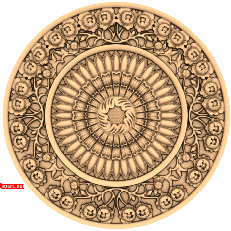 Floral Ornament - 3D STL Model for CNC