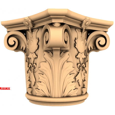 Athena's Wreath Capital - 3D STL model for CNC machine