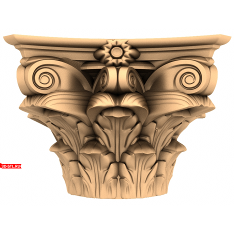 Download the Flower Symphony capital 3D STL model for CNC.
