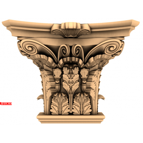 Classic 3D STL model of a capital for a CNC machine