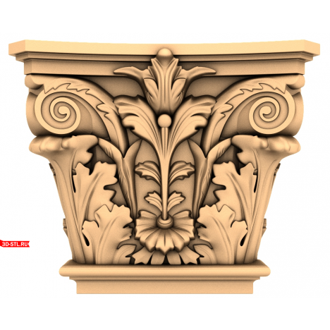 3D Model of a Flower Vortex Capital for CNC