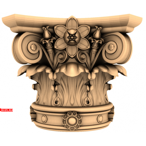 Capital 3D model of Floral Symphony for CNC in STL format
