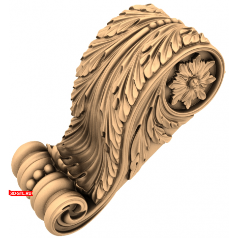 Florentine Wave Bracket - STL Model for CNC