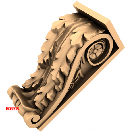 Oak Leaf Bracket - STL model for CNC