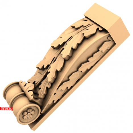 Oak Canopy - 3D STL model of a bracket for CNC