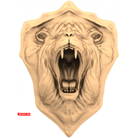 Lion with an Open Mouth Panel - 3D Model in STL Format
