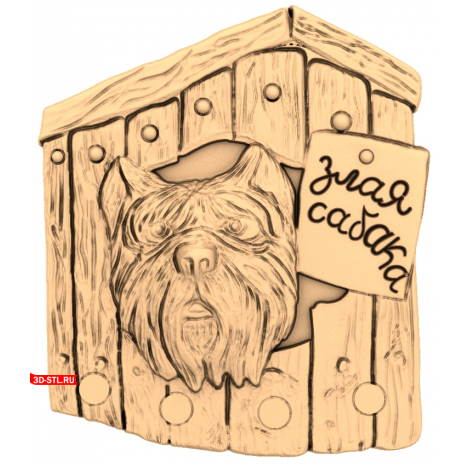 Angry Dog Panel - 3D STL model for CNC
