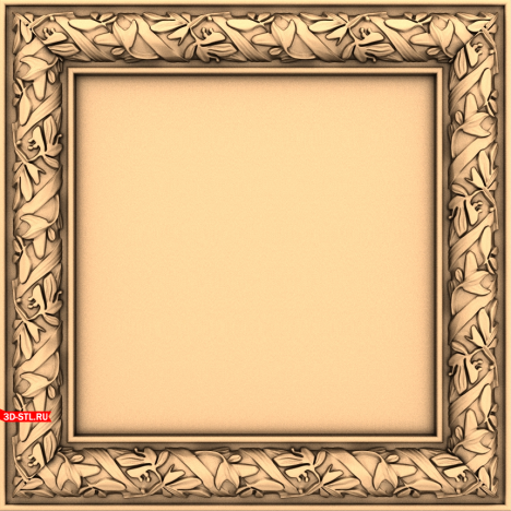 3D model of a frame with a floral pattern for CNC