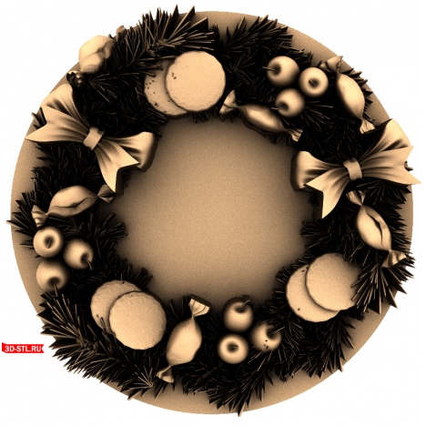 Winter Wreath - 3D STL model for CNC