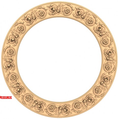 Round frame with floral motifs - 3D STL model for CNC