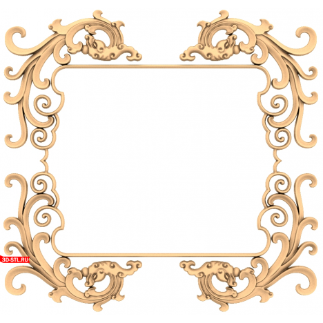 3D STL model of frame in baroque style for CNC