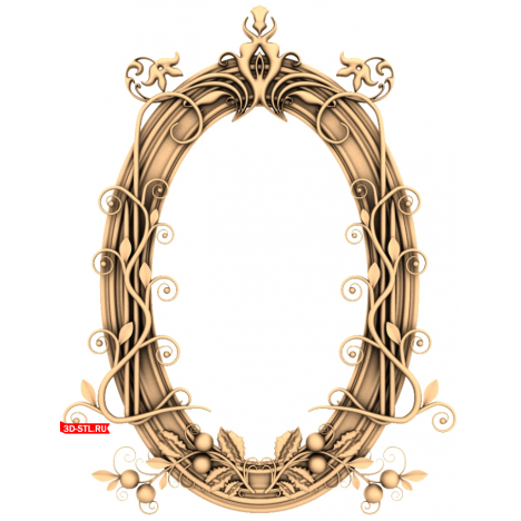 3D STL model of a carved frame for CNC
