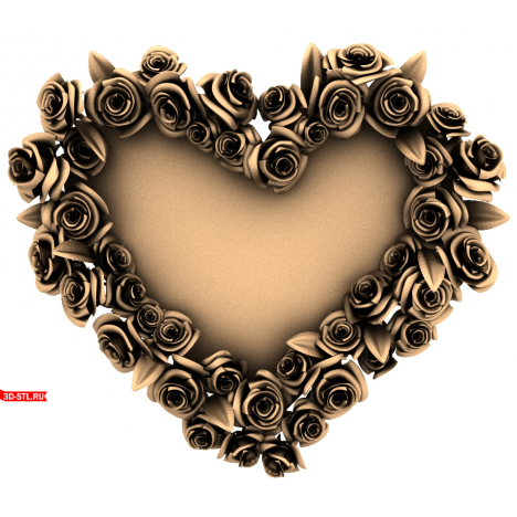 Pink Heart Frame 3D Model for CNC