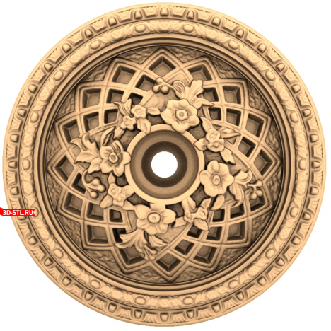 3D STL Model of a Flower Vortex Rosette for CNC
