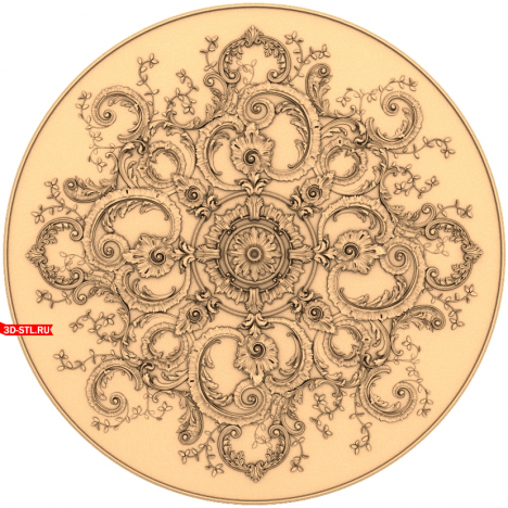 Rosette Majestic Baroque - 3D STL model for CNC