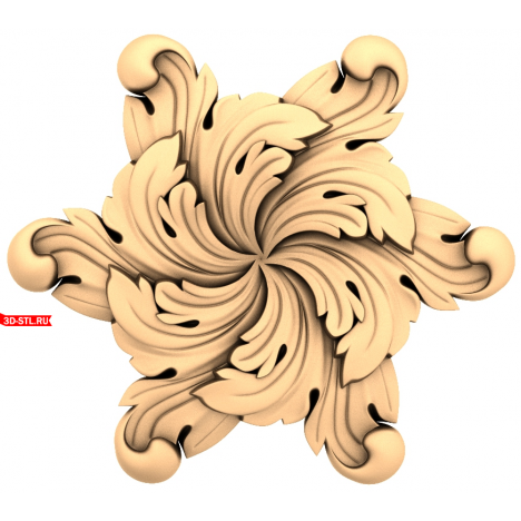 3D model of the Foliage Whirlwind rosette in STL format for CNC