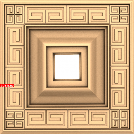 3D model of a Greek pattern rosette in STL format for CNC
