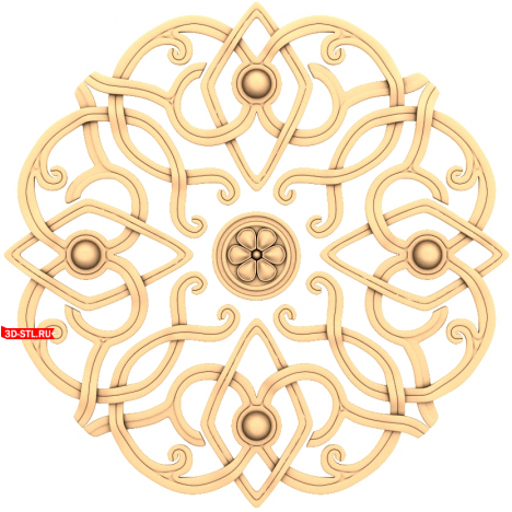 3D model of the Art Deco rosette in STL format for CNC machines
