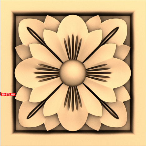 Download the 3D STL model of the Floral Charm rosette for CNC.