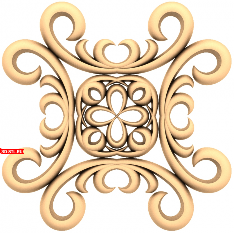 STL model of a carved rosette with a floral pattern