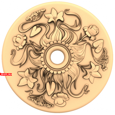 Floral Swirl: 3D CNC Rosette Model in STL Format