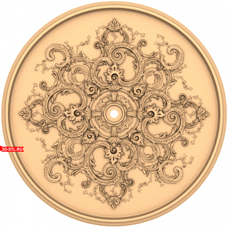 Baroque Rosette Ornament - 3D STL model for CNC