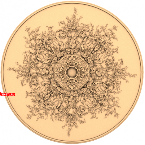 3D model of a Baroque Rosette for CNC in STL format