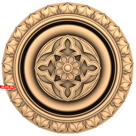 3D model of the Flower Charm rosette in STL format for CNC