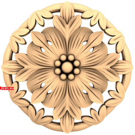 3D model of the Floral Harmony rosette in STL format for CNC