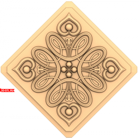 3D Model of Heart Ornamental Rosette Inspiration for CNC