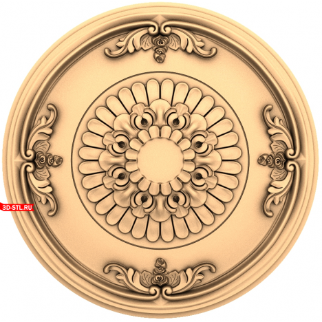 3D model of the Baroque Grace rosette for CNC