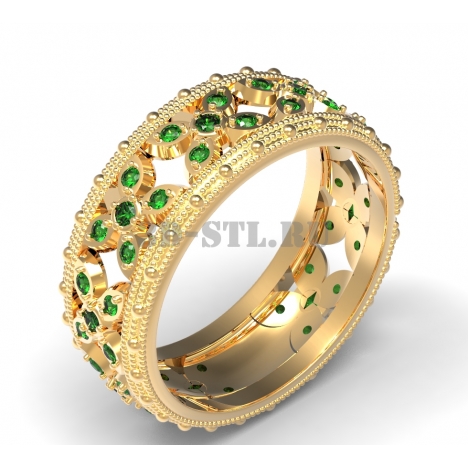 3D Ring with Stones #37 | 3D Model of a Jewelry Ring for Waxing (*.3dm)