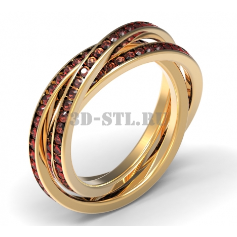 3D Ring with Stones #164 | 3D Model of a Jewelry Ring for Waxing (*.3dm)